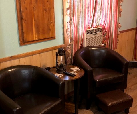 Cozy seating in our couple cabin.