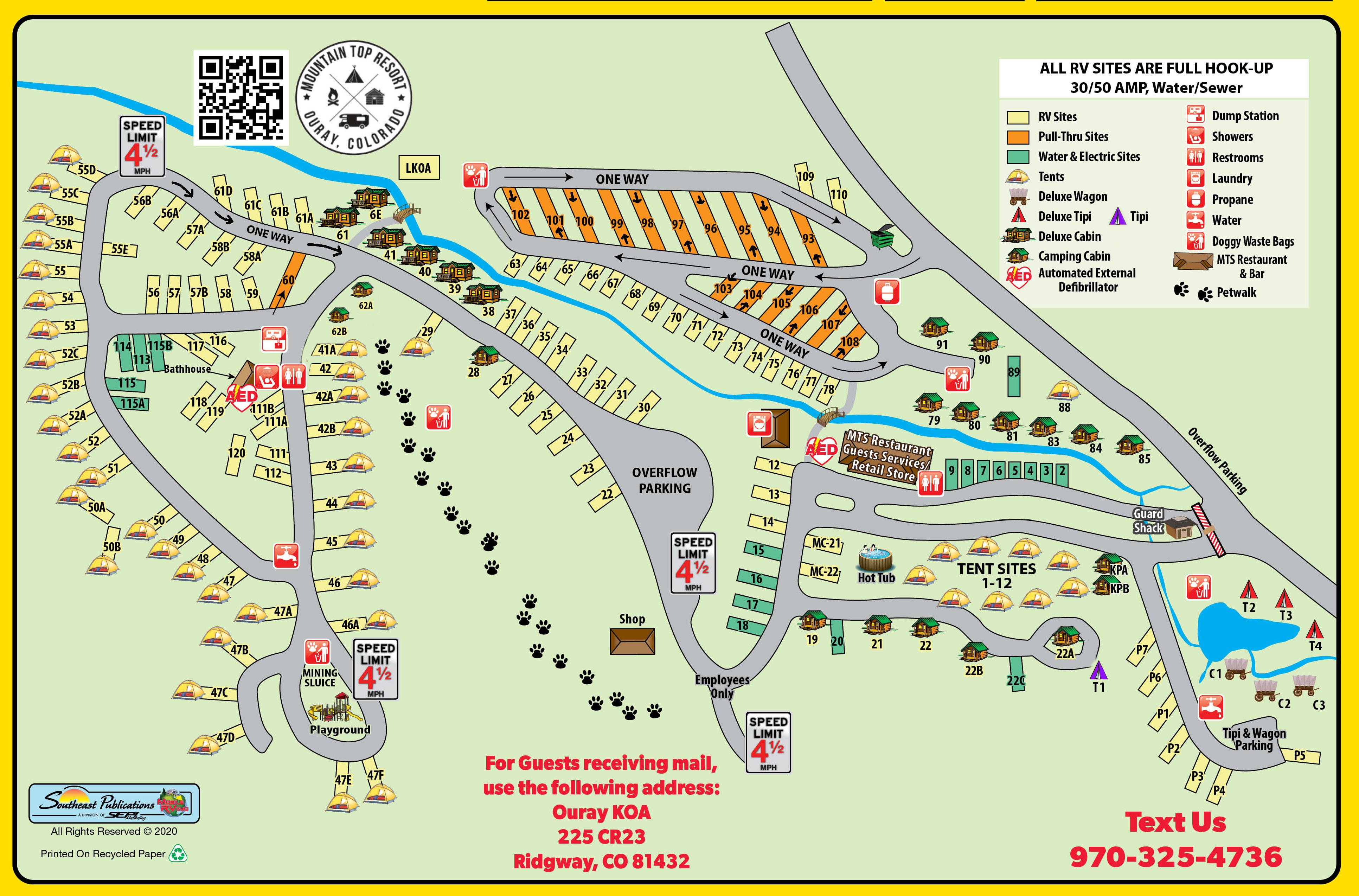 Ridgway, Colorado Campground Map Ouray KOA Holiday