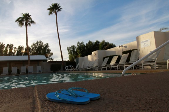 Pool Fed by Natural Hot Springs for Palm Springs Campground