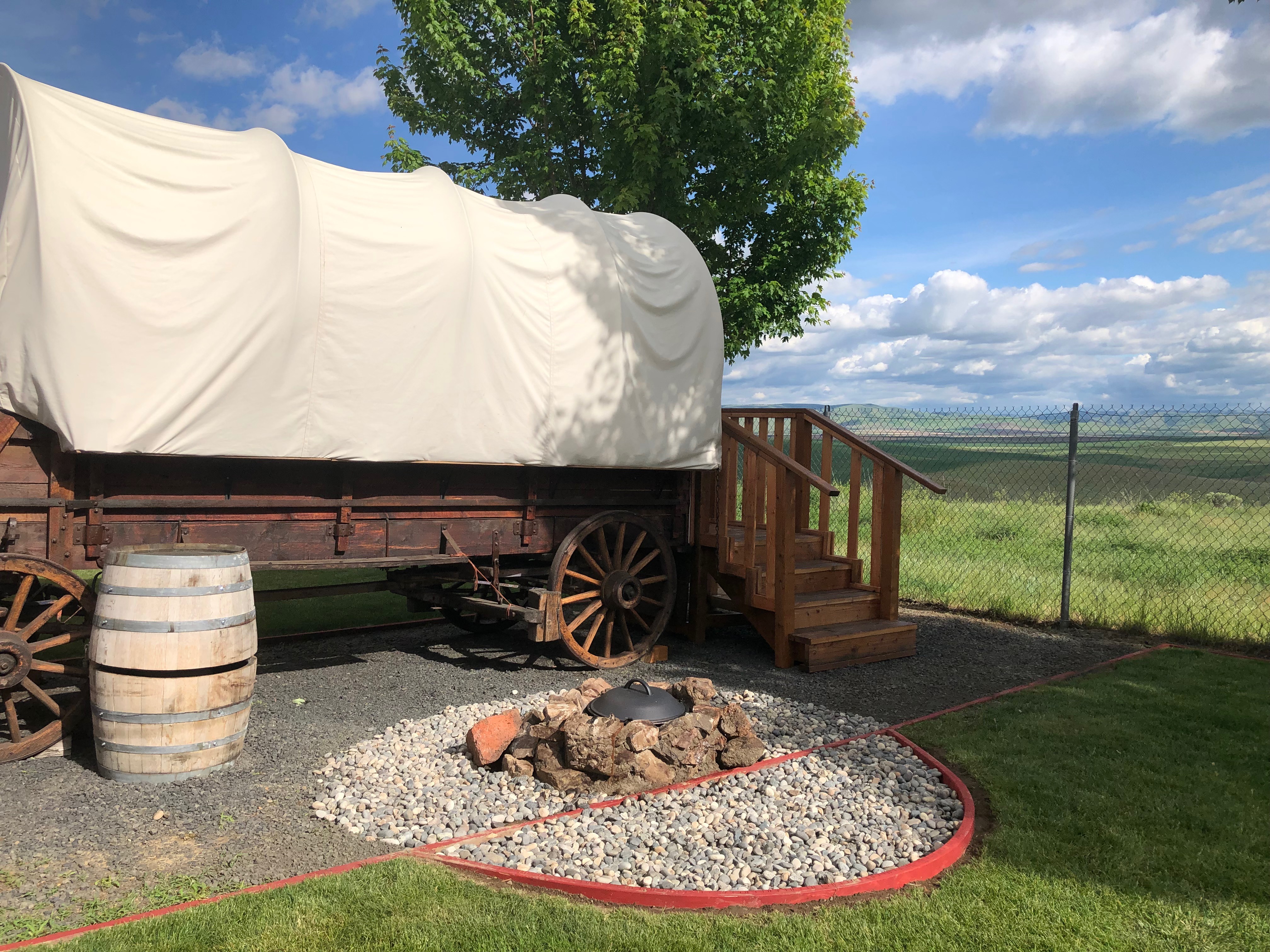 Sleep in a covered wagon!