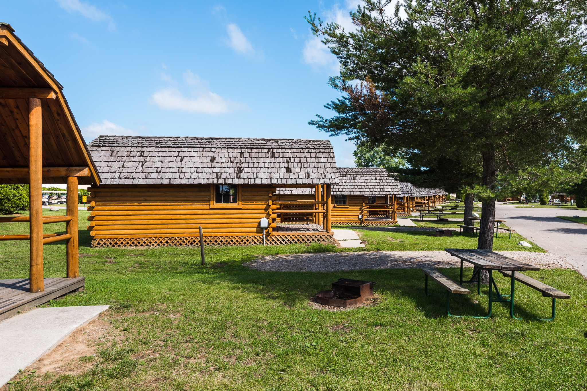 Each Cabin comes with a fire pit and a picnic table