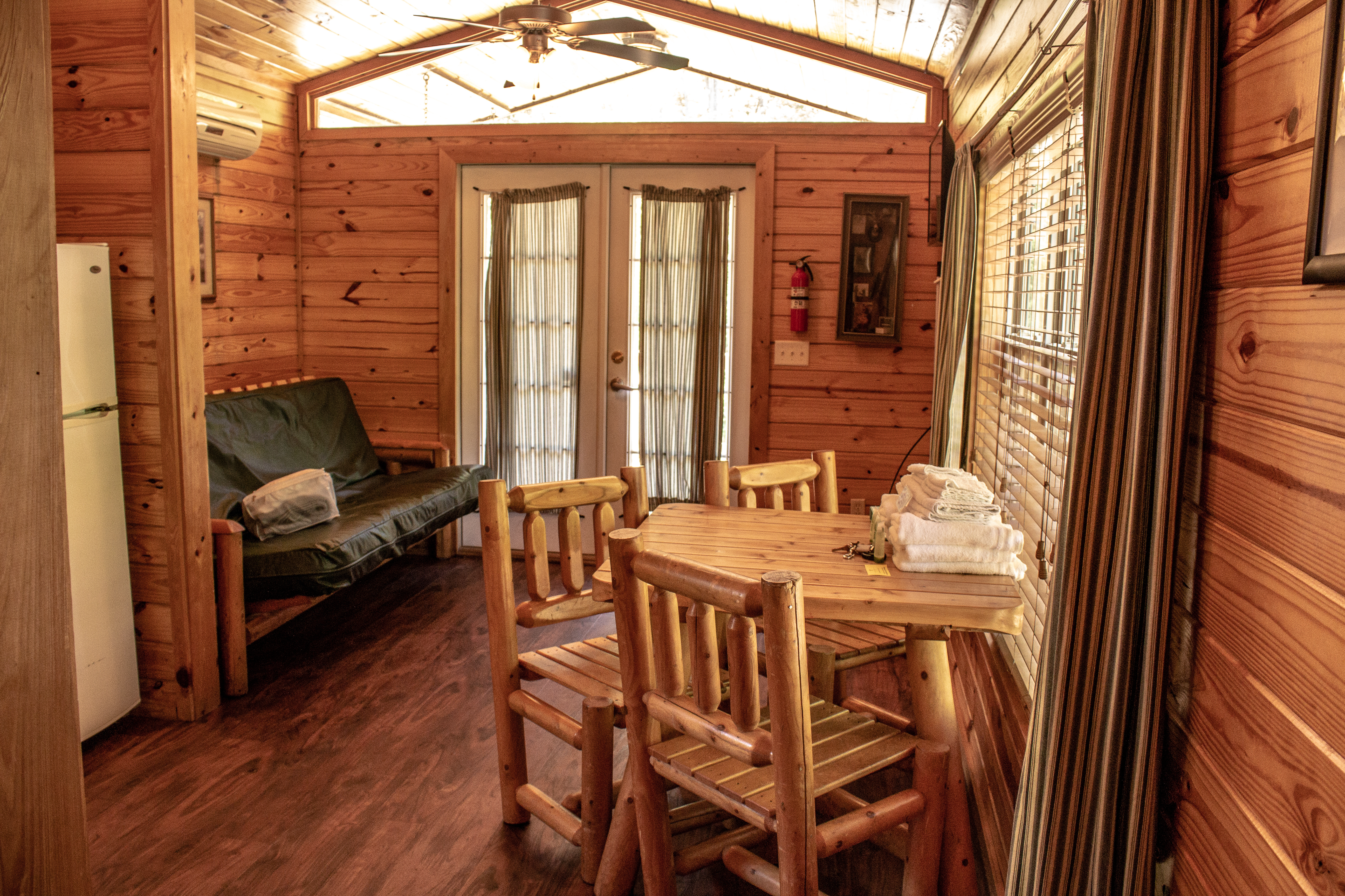 Inside of a deluxe cabin