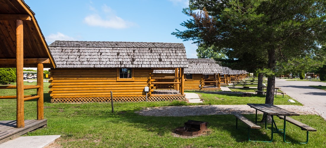 Each Cabin comes with a fire pit and a picnic table