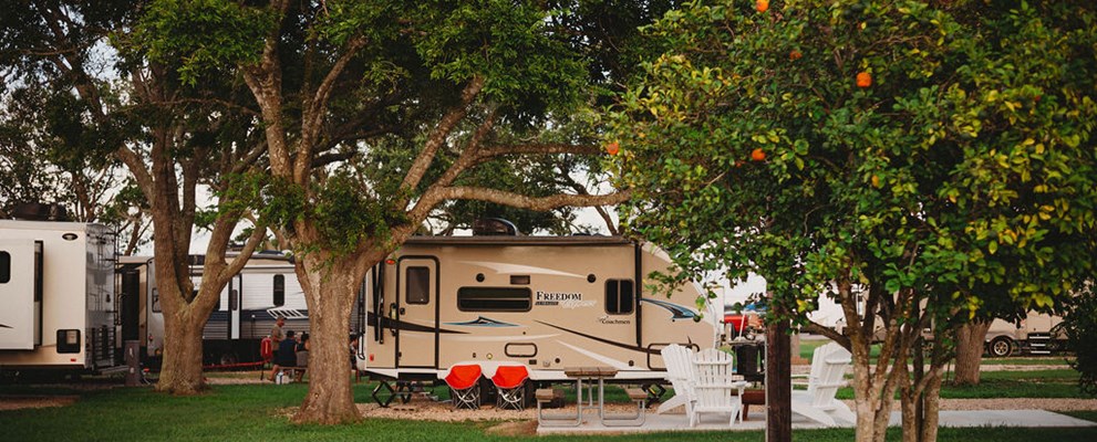 Interior back-in Patio Site makes for a relaxing camping trip with a spacious yard!