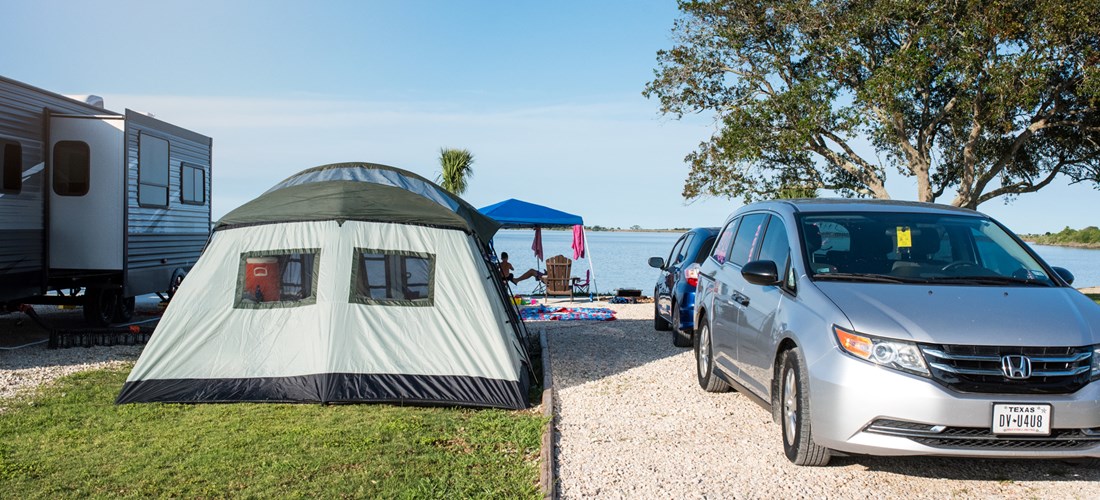 Waterfront dual patio site