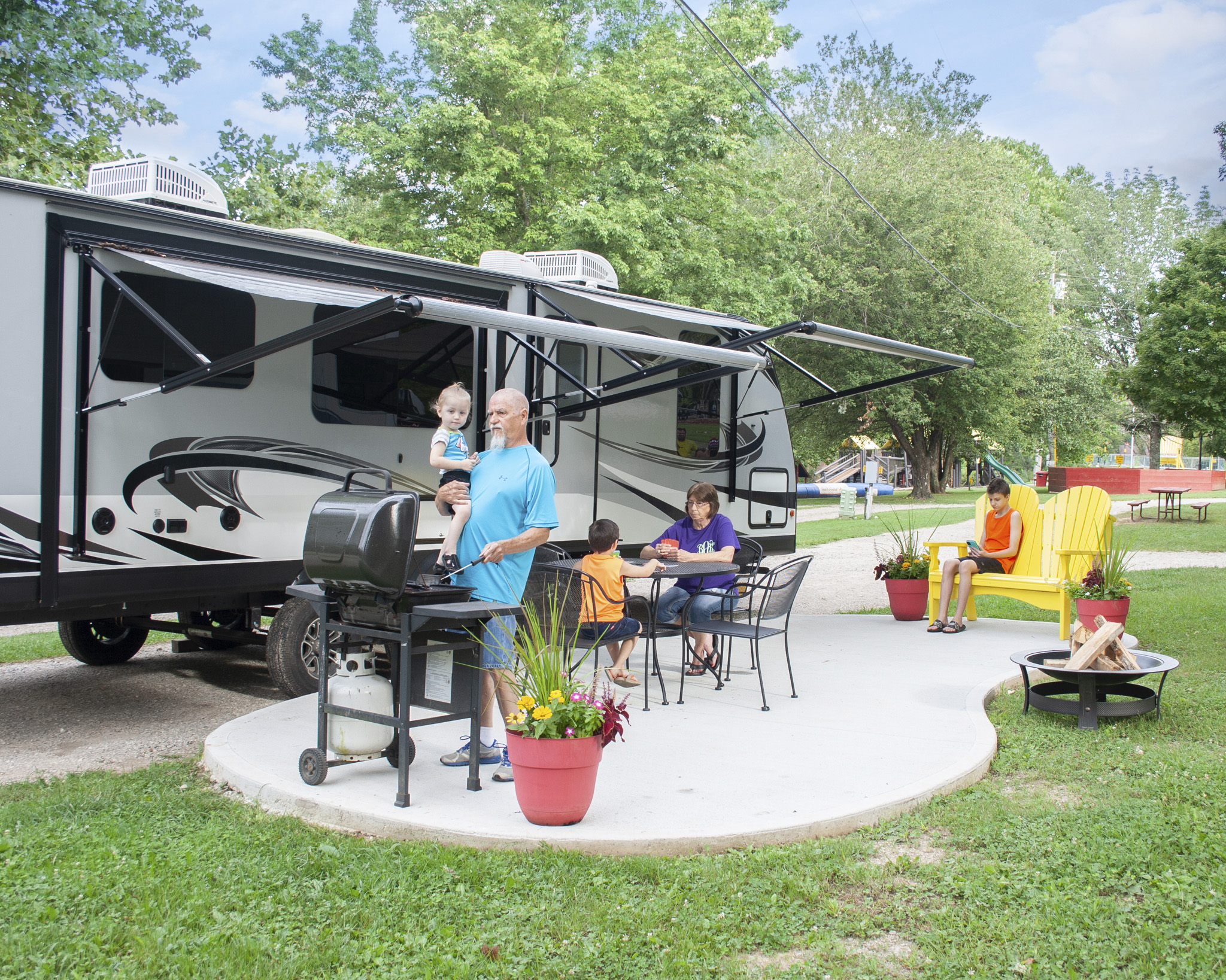 KOA Deluxe Patio Site Pull-Thru with either 30 or 50 amp service
