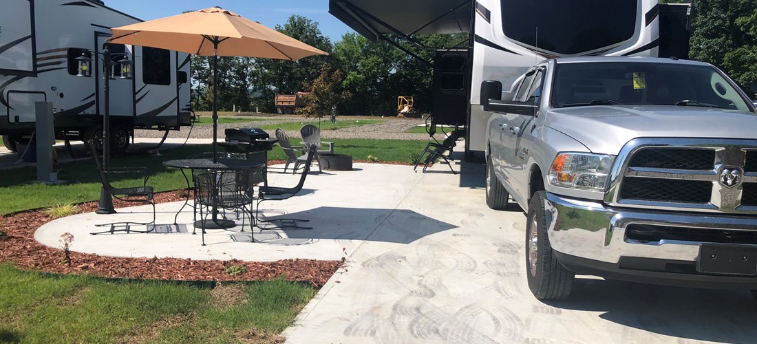 Deluxe patio with your own gas grill and 90' concrete pad. Plenty of room for everything!