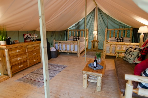 Plan a romantic getaway or a family camping trip in one of our safari tents.