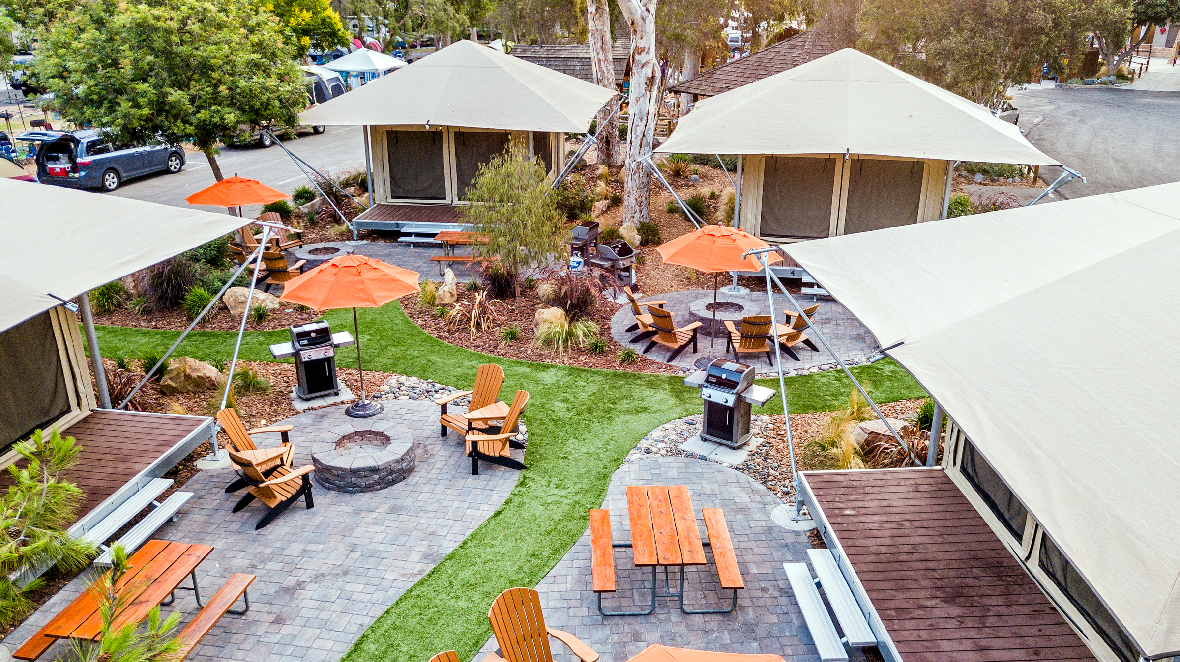 Tent Camping San Diego Tent City in front of Hotel Del Coronado, San