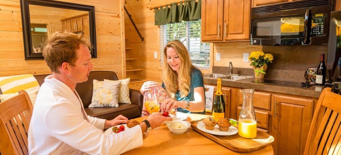 Inside our k1 Wine Country Lodge you have all the comforts of home with all the fun of camping