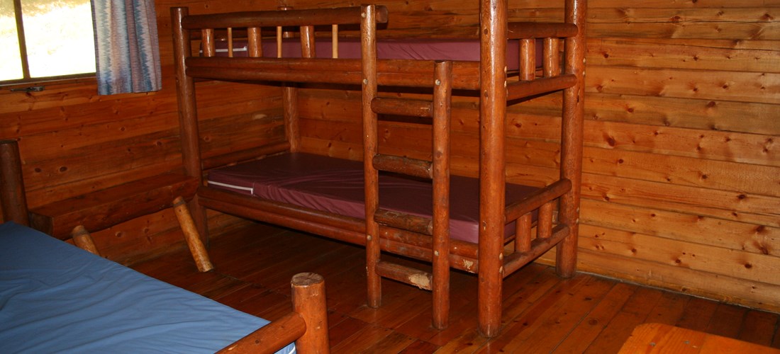 Our 1 room cabins sleep four comfortably.
