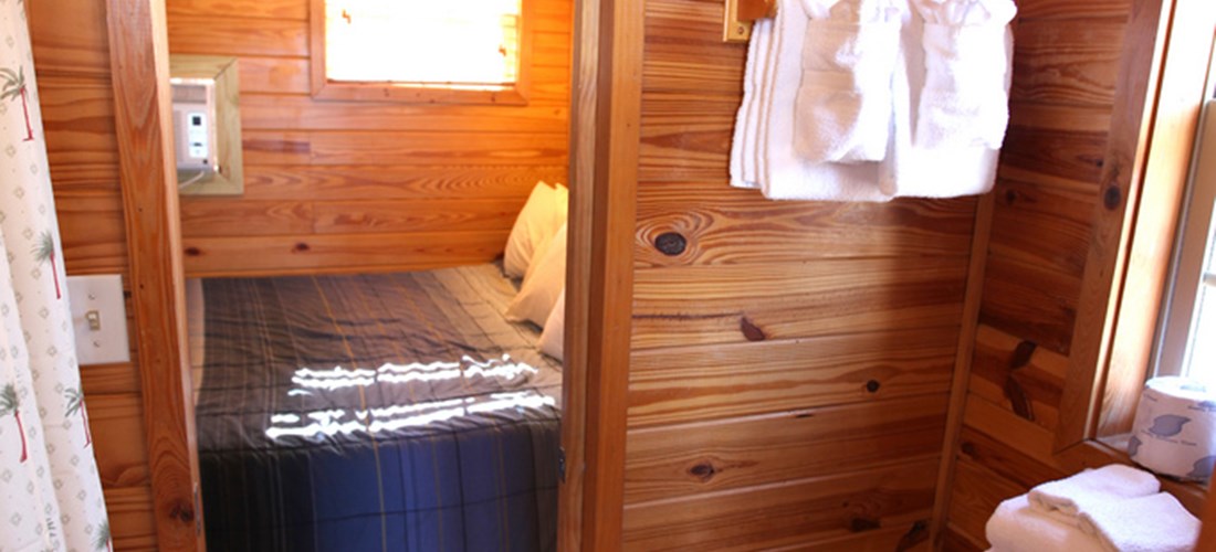 The full bathroom with a shower takes the "roughing it" out of camping.