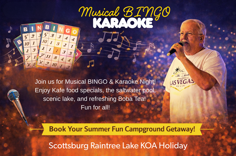 Musical BINGO & Karaoke Night – Scottsburg Raintree Lake KOA Photo