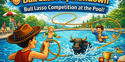 Bull Lasso Competition at the Pool