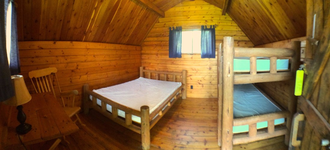 Inside 1 room camping cabin