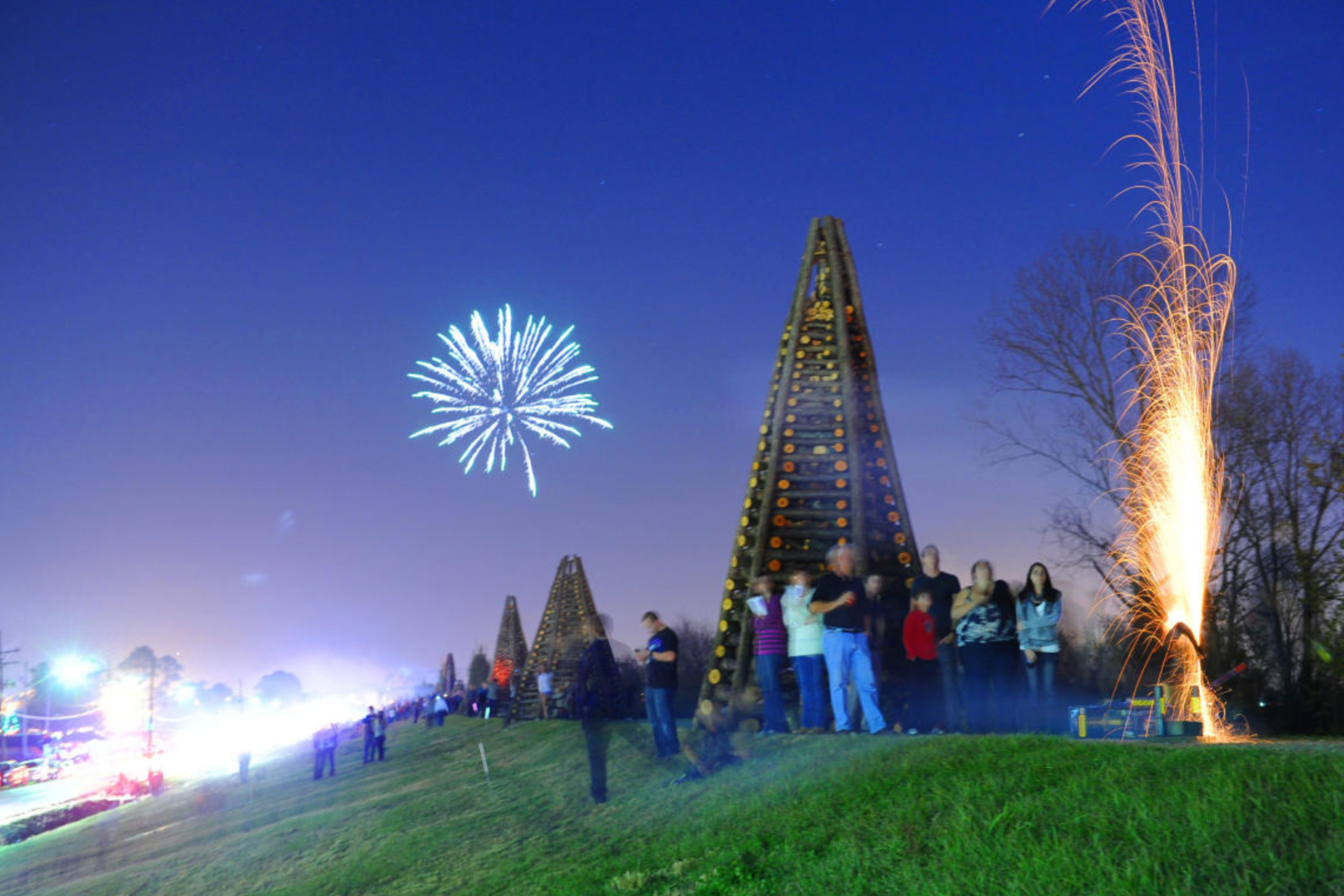 Christmas Eve Bonfires on the Levee Photo