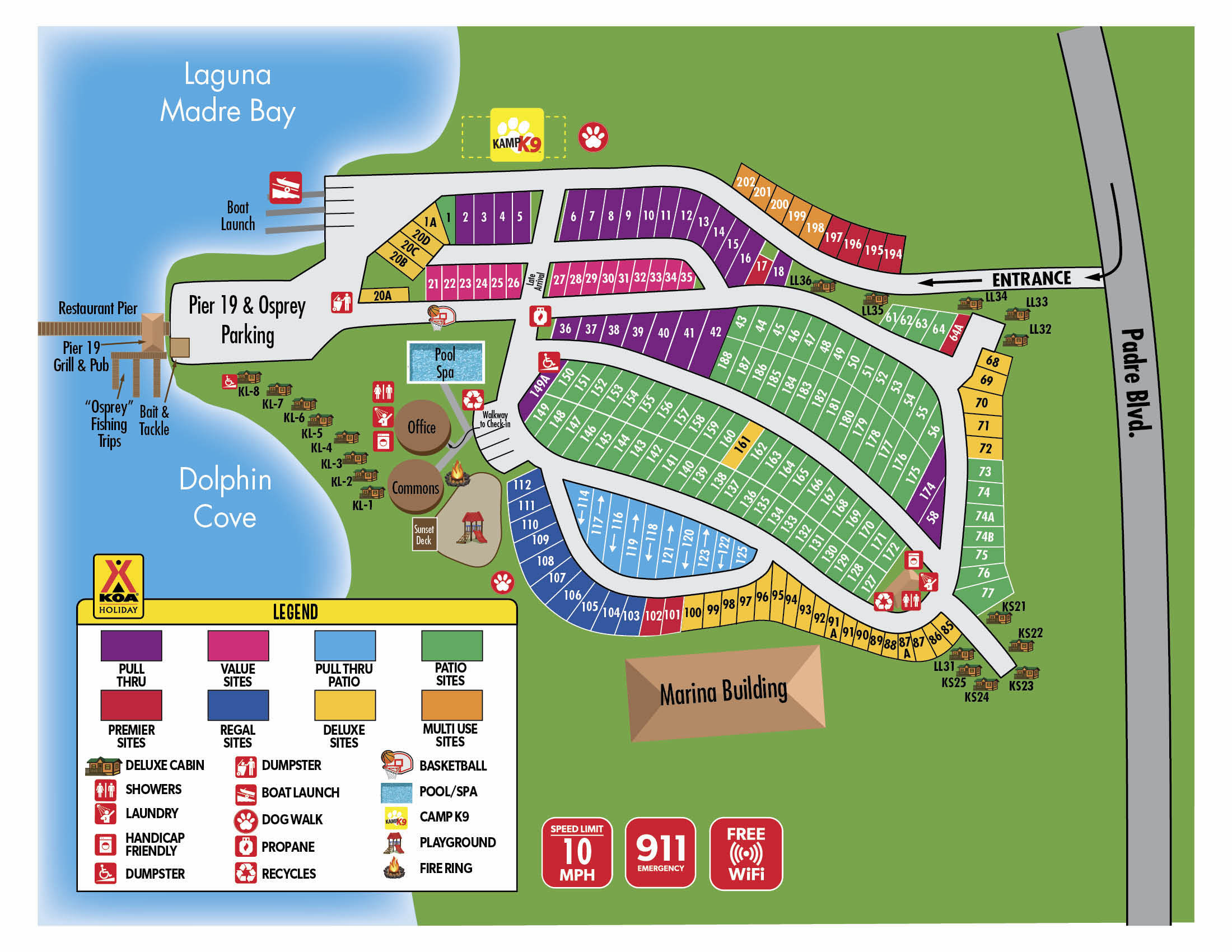Map Of South Padre Island Hotels; South Padre Island, Texas Campground Map | South Padre Island KOA Holiday