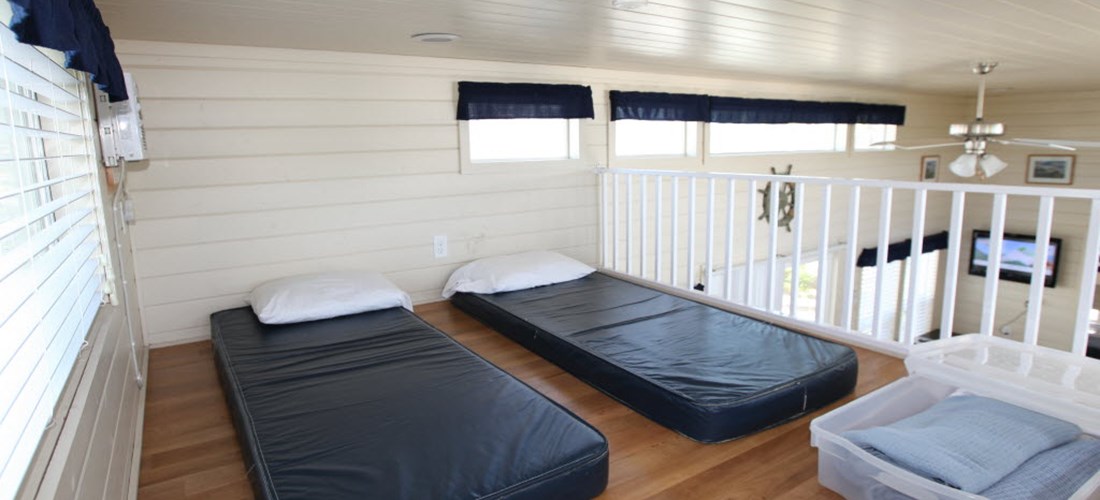 Loft cabins have an upstairs loft with mattresses for the kids