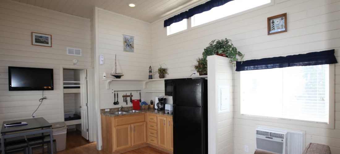 Loft cabins have an excellent kitchen