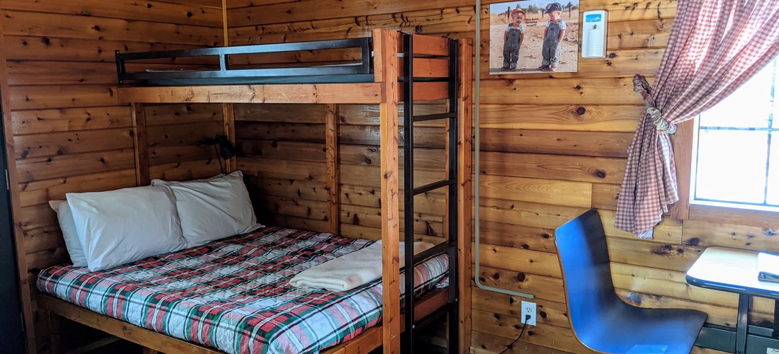 Queen bed with bunk