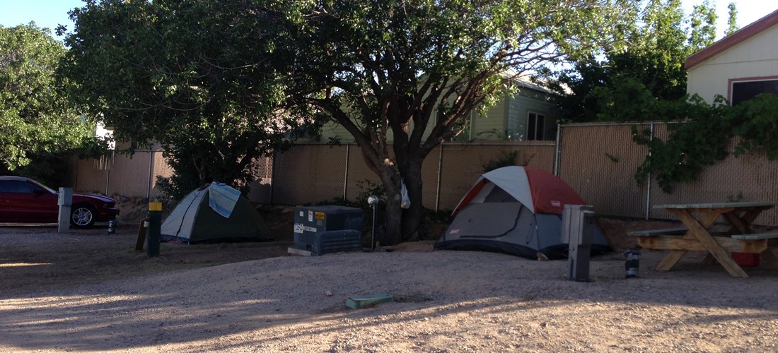 Shady tent sites with parking available.