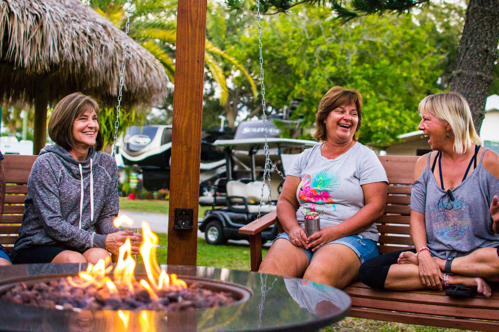 Campfire at Deluxe Patio Sites