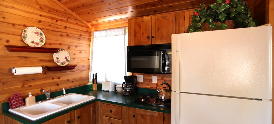 The kitchen is stocked with cooking utensils and dishes for use during your stay.