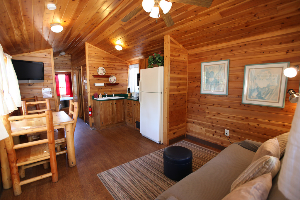 The kitchen and living room will provide you plenty of amenities during your stay.