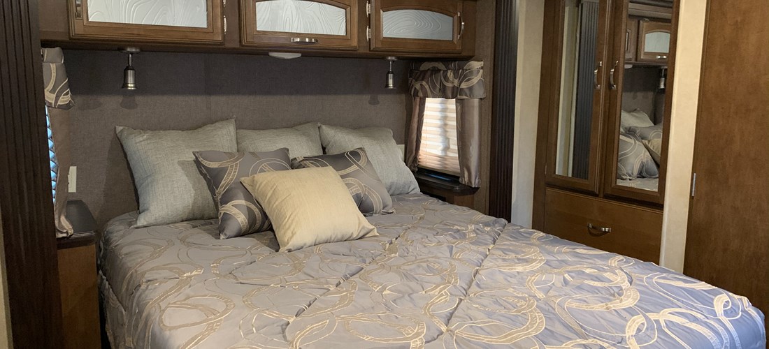 Deluxe RV rental master bedroom