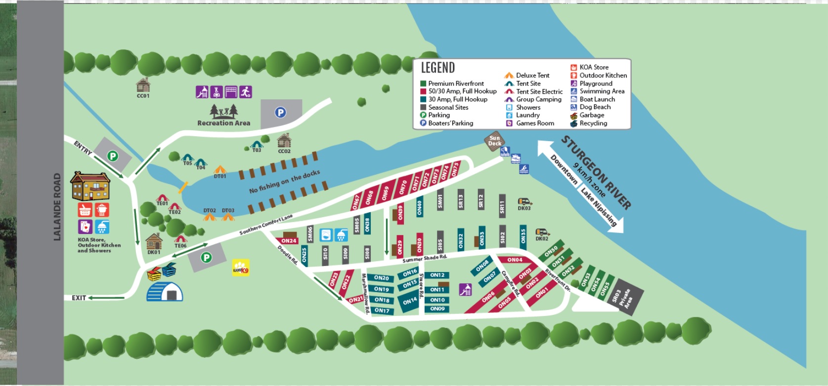 Campground Map Sturgeon Falls KOA Holiday