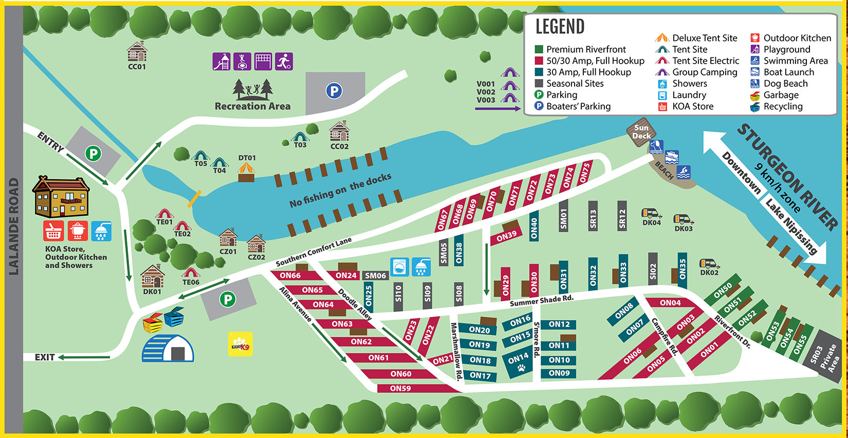 Campground Map Sturgeon Falls KOA Holiday