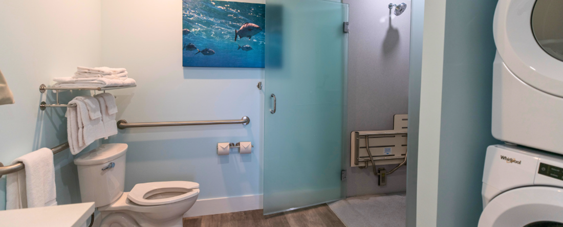 Bathroom with accessibility features