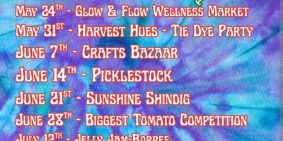 Farmers Market Summer Calendar