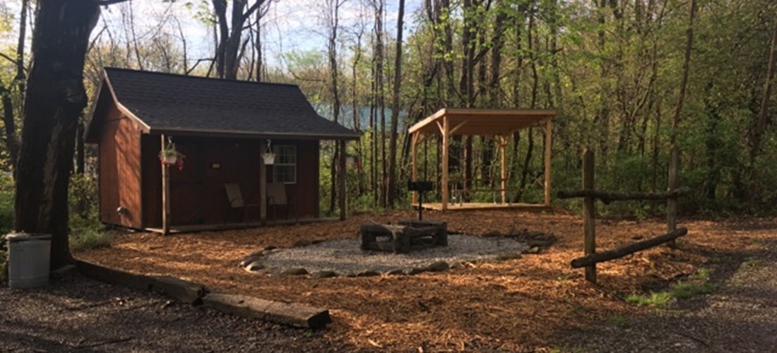 Cabin in the Woods with the new Gazebo adding to the outdoor camping fun