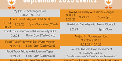 September 2023 Calendar of Events