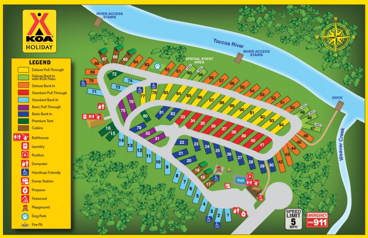 Blue Ridge, Campground Map Blue Ridge / Toccoa River KOA