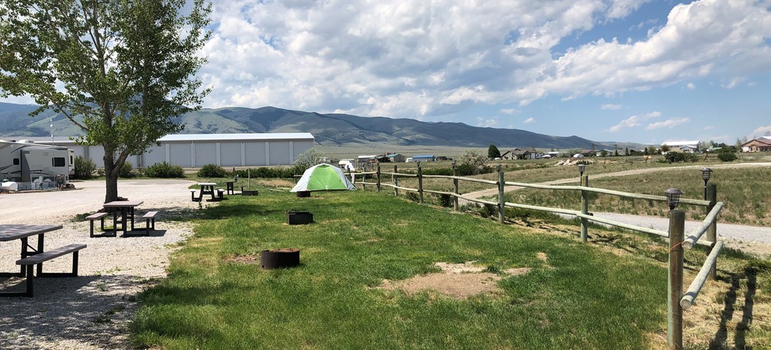 Tent sites have grass and a view!