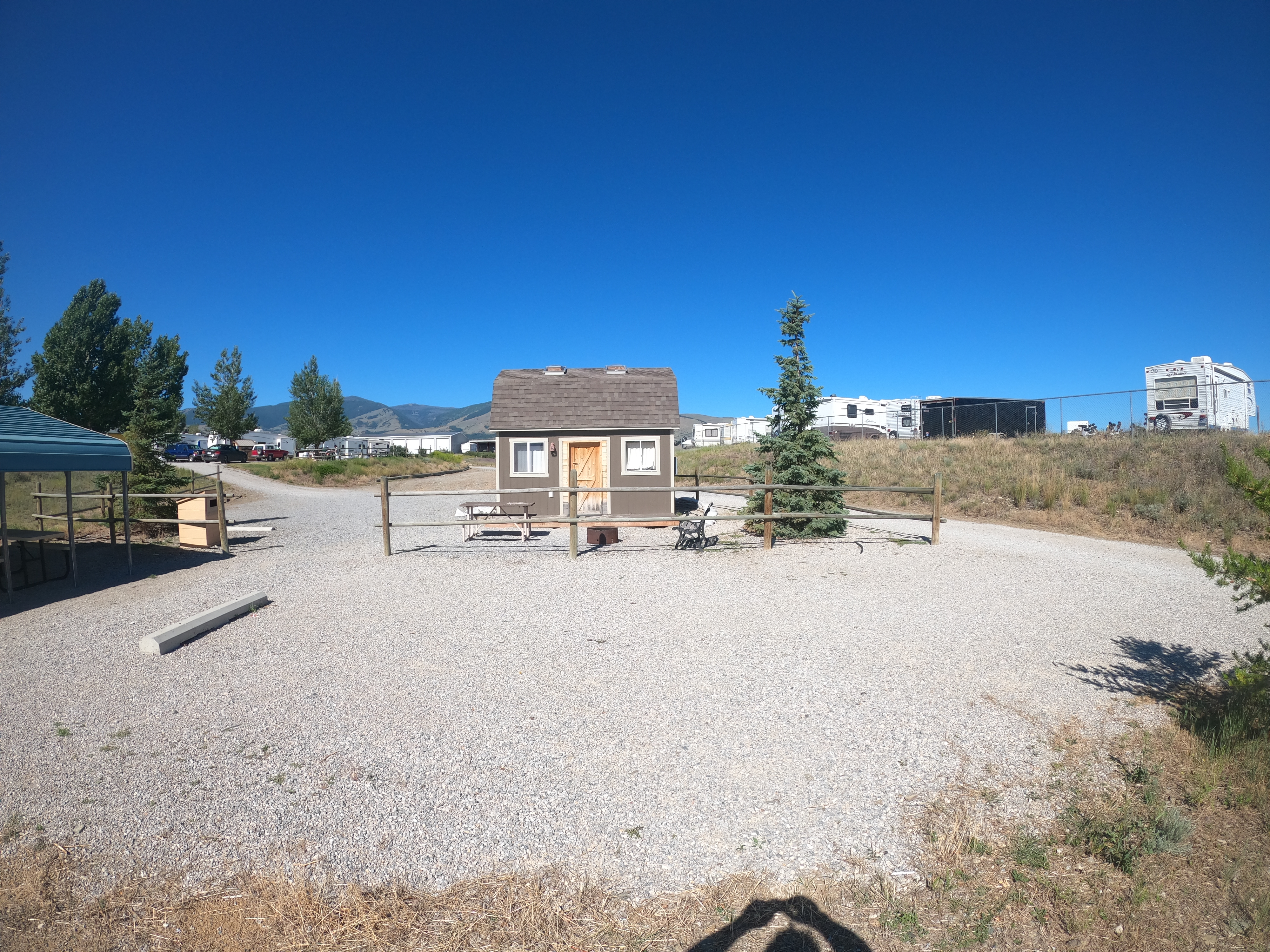 Perfect for a large group is the 2 Story Bunk House with 6 twin sized beds and 2 double beds. Remember to bring your own pillows/sheets/blankets.  Free use of the Pavilion with rental of Bunk House. Close to the playground.