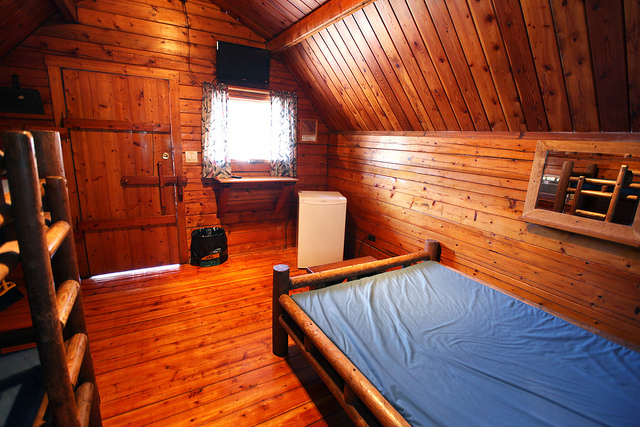 Single room camping cabin interior-1