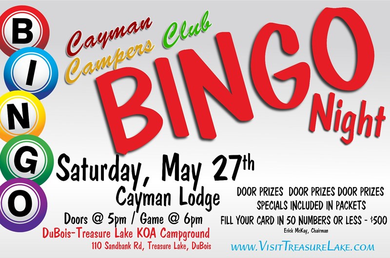 Bingo Night Event at the DuBois / Treasure Lake KOA Holiday Campground in Pennsylvania