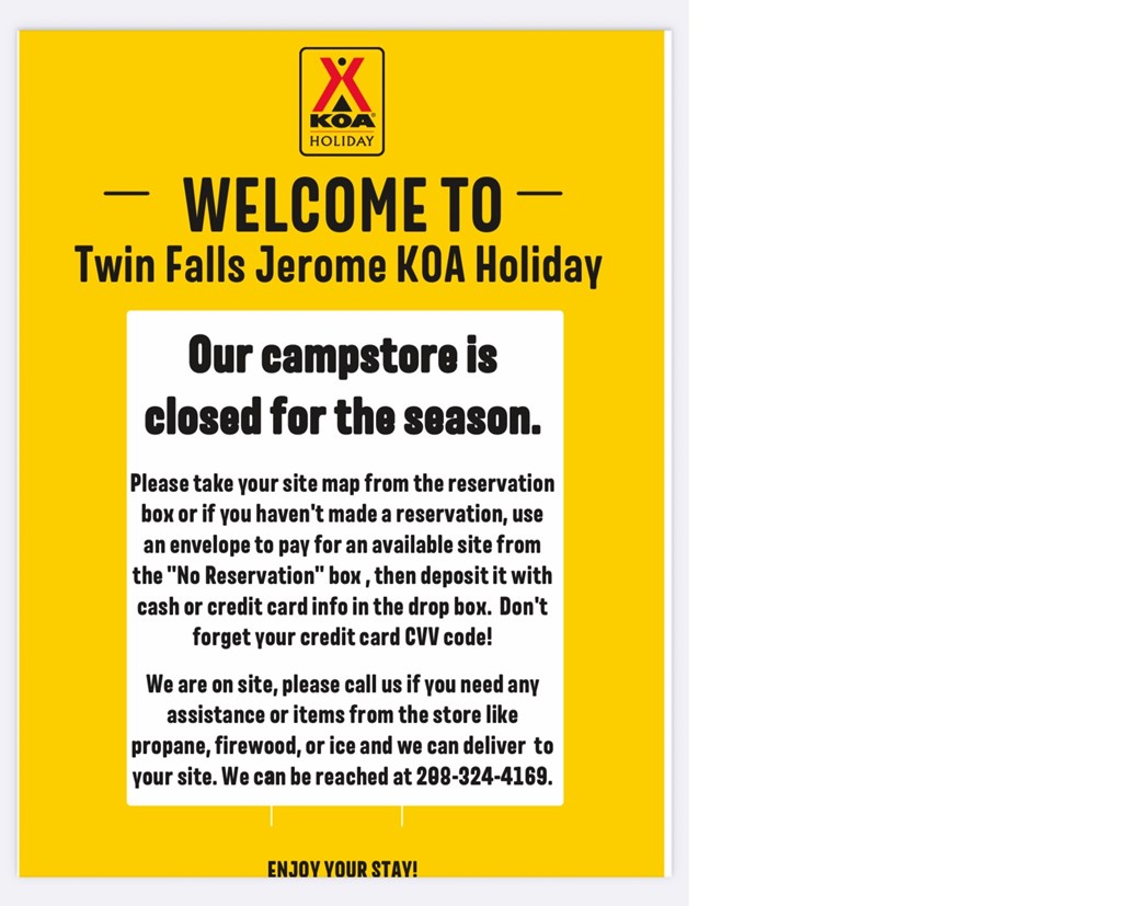 Winter Hours for Store