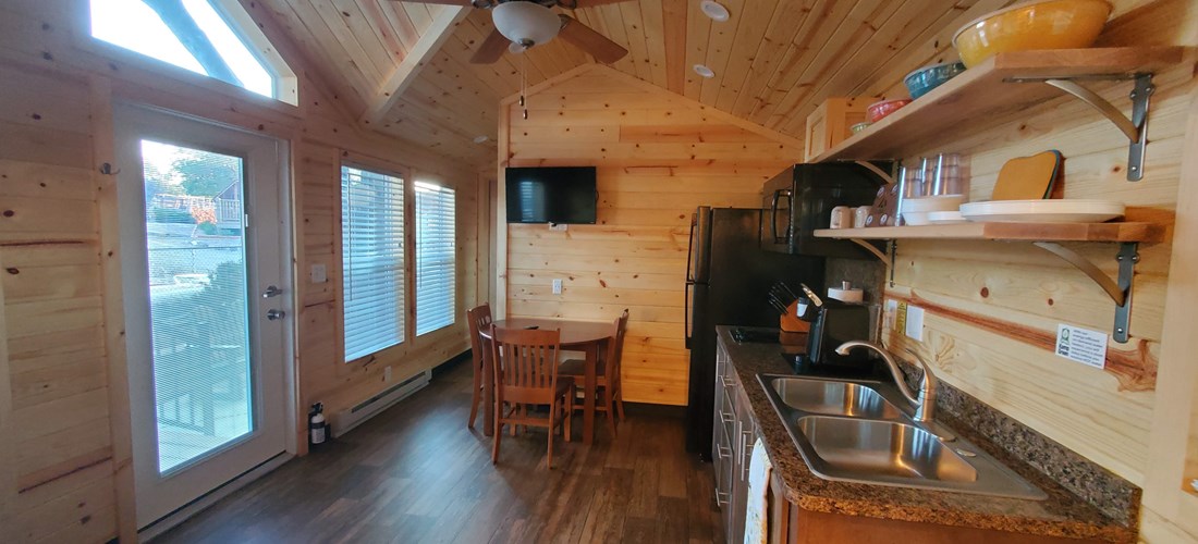 Entry room with kitchen, living and dining
