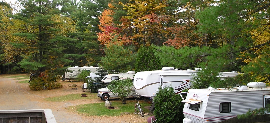 Backin sites close to main building and pool