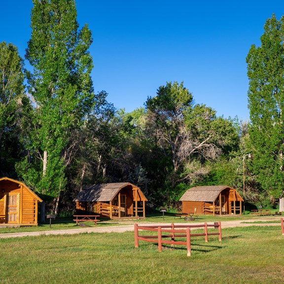 Our Camping Cabins are close to the bathhouse and there is potable water nearby