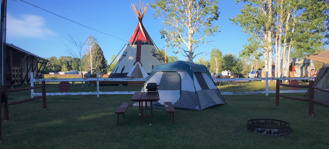 View to the TeePee from our lower meadows.