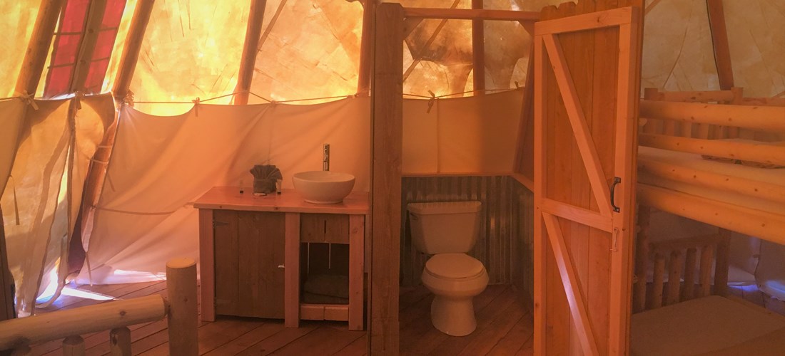 Inside our spacious TeePee - a very unique but still comfortable lodging adventure!