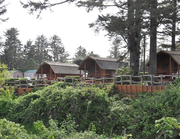 These 1-room kabins have a beautiful view! From your front porch enjoy the bay, Waldport's Bridge, and lot's of old growth trees.