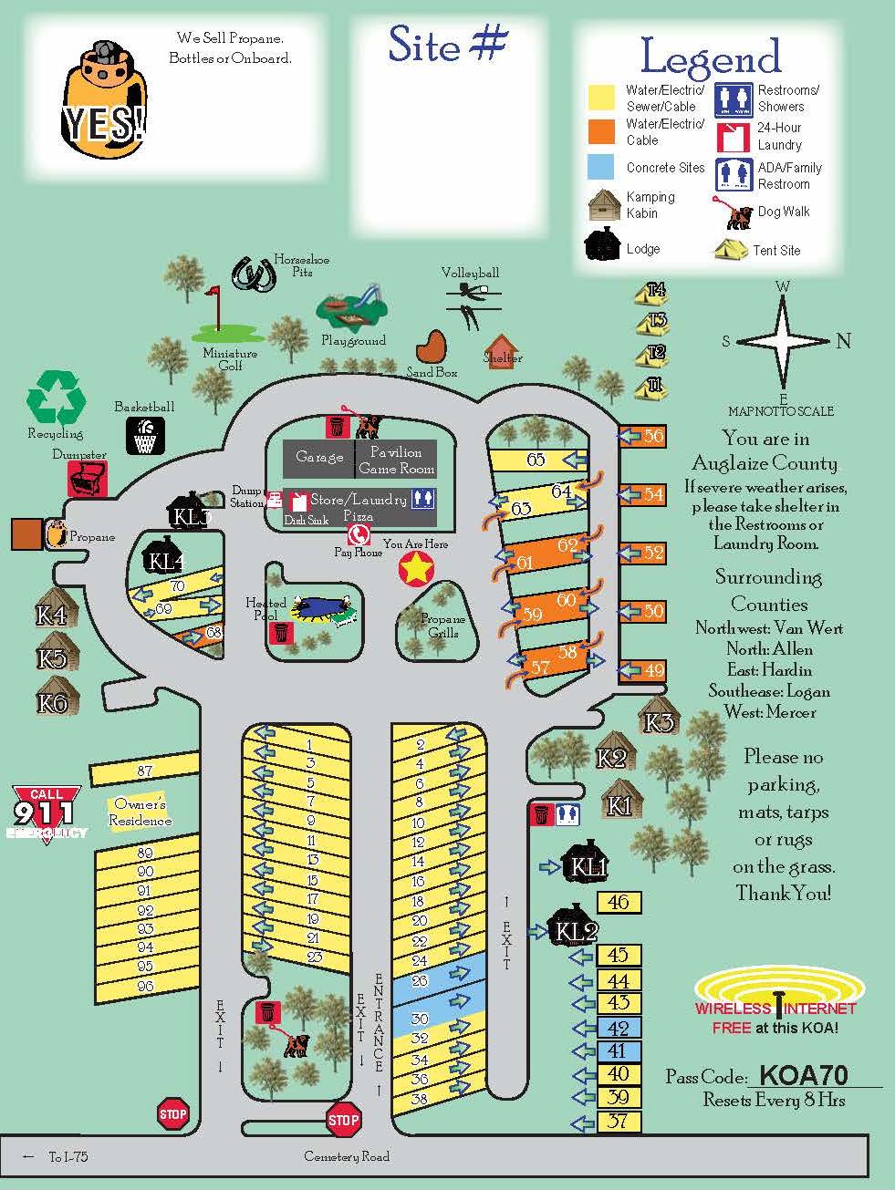 Wapakoneta, Ohio Campground Map | Wapakoneta KOA