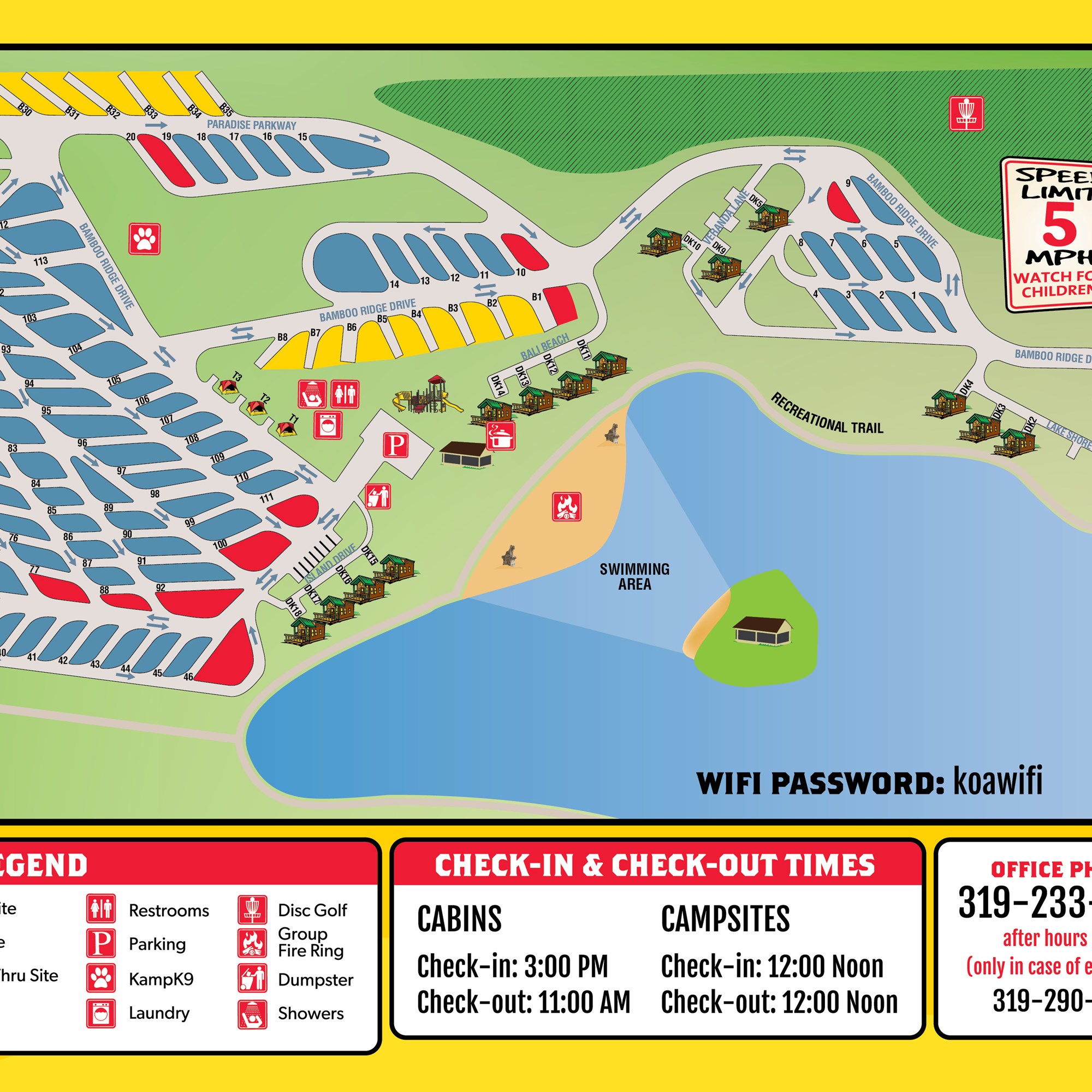 Waterloo, Iowa Campground Map Waterloo / Lost Island KOA Resort