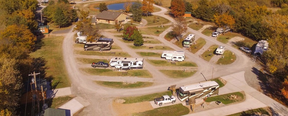 Overhead shot of all RV sites